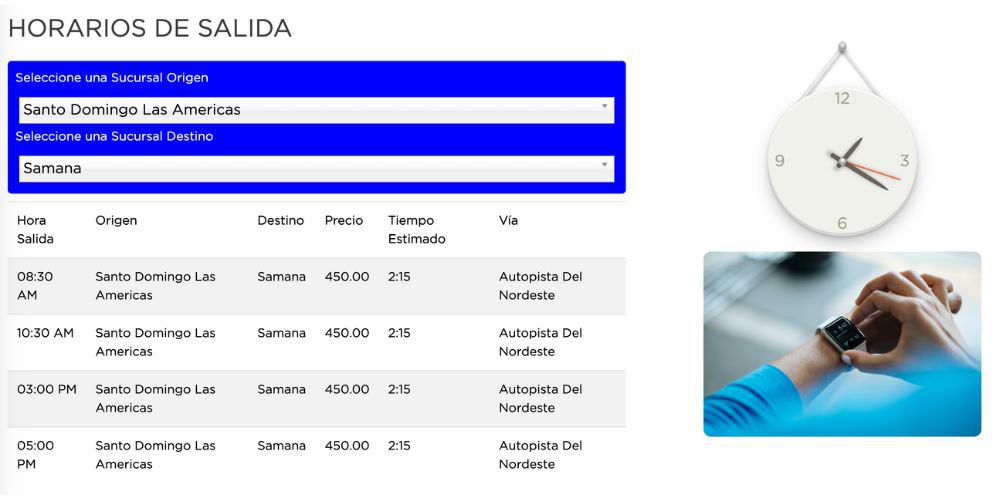 Caribe bus schedule