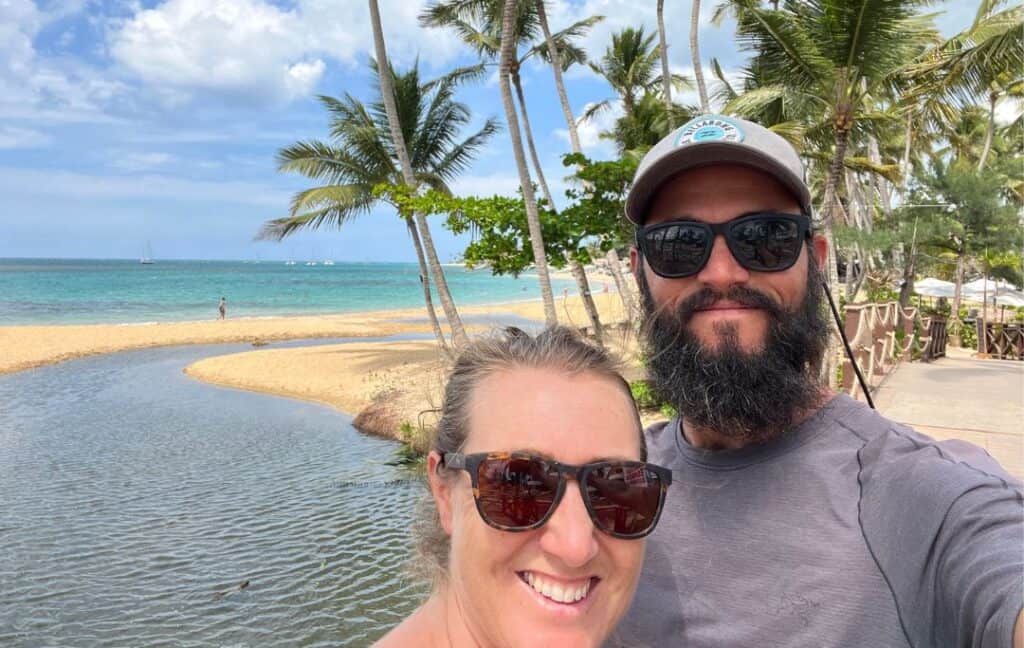 Us with Playa Las Terrenas in the background