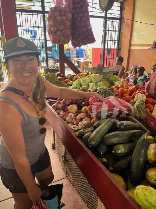 Debbie shopping at the open air market